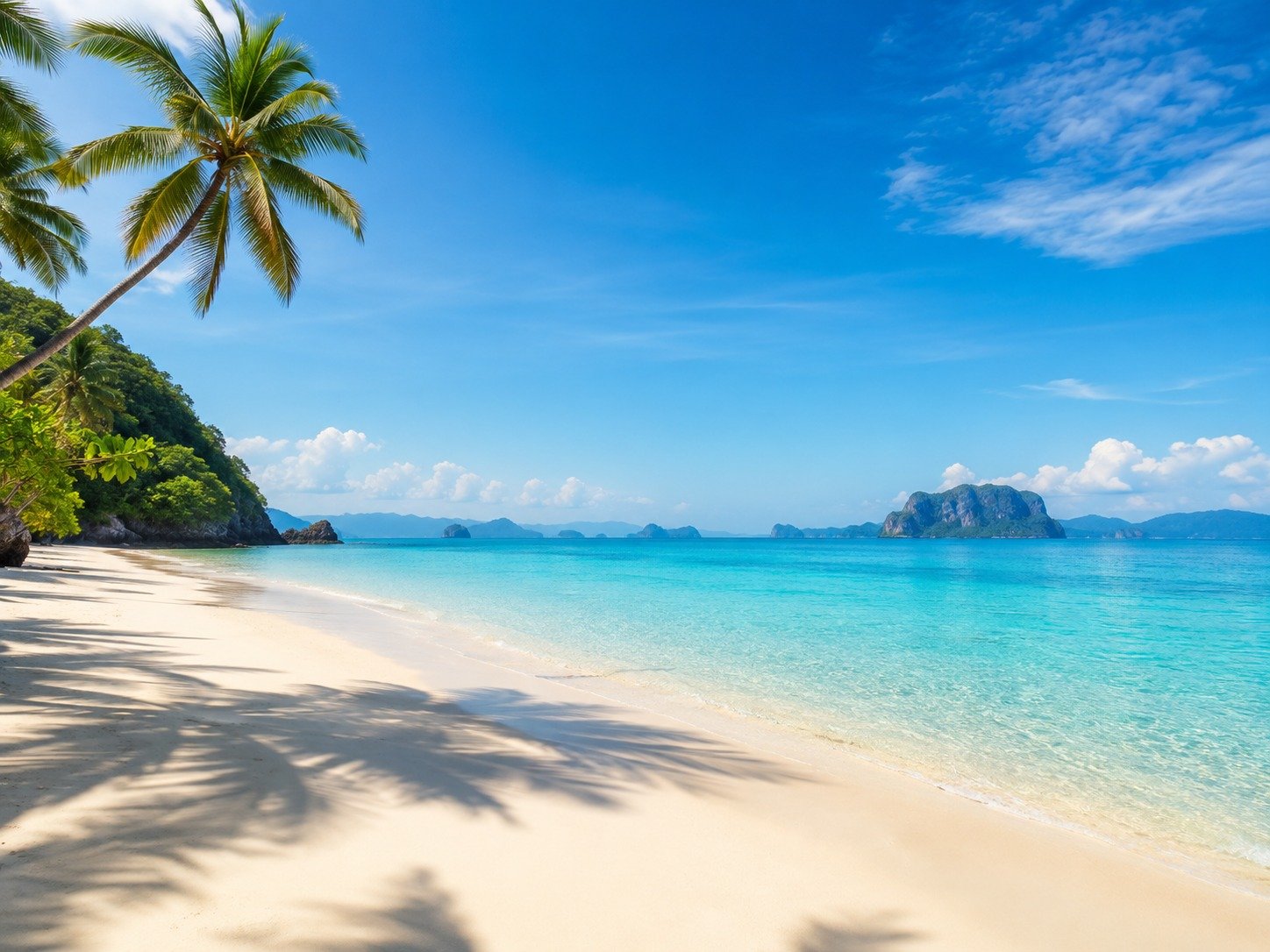 Boracay destination white beach and palm trees